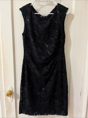 Lauren Ralph Lauren Black Lace Sequin Midi Dress